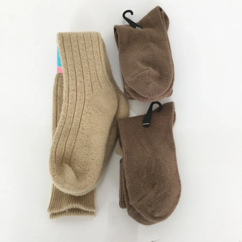 Vintage Deadstock Socks Bundle 1 Beige Rib-Knit Knee-Hi & 2 Crew NEW 70’s 80’s